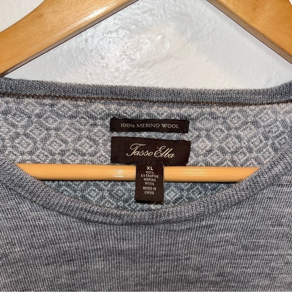 Tasso Elba Merino Wool Sweater Gray Men’s Size Extra Large - Picture 2 of 7